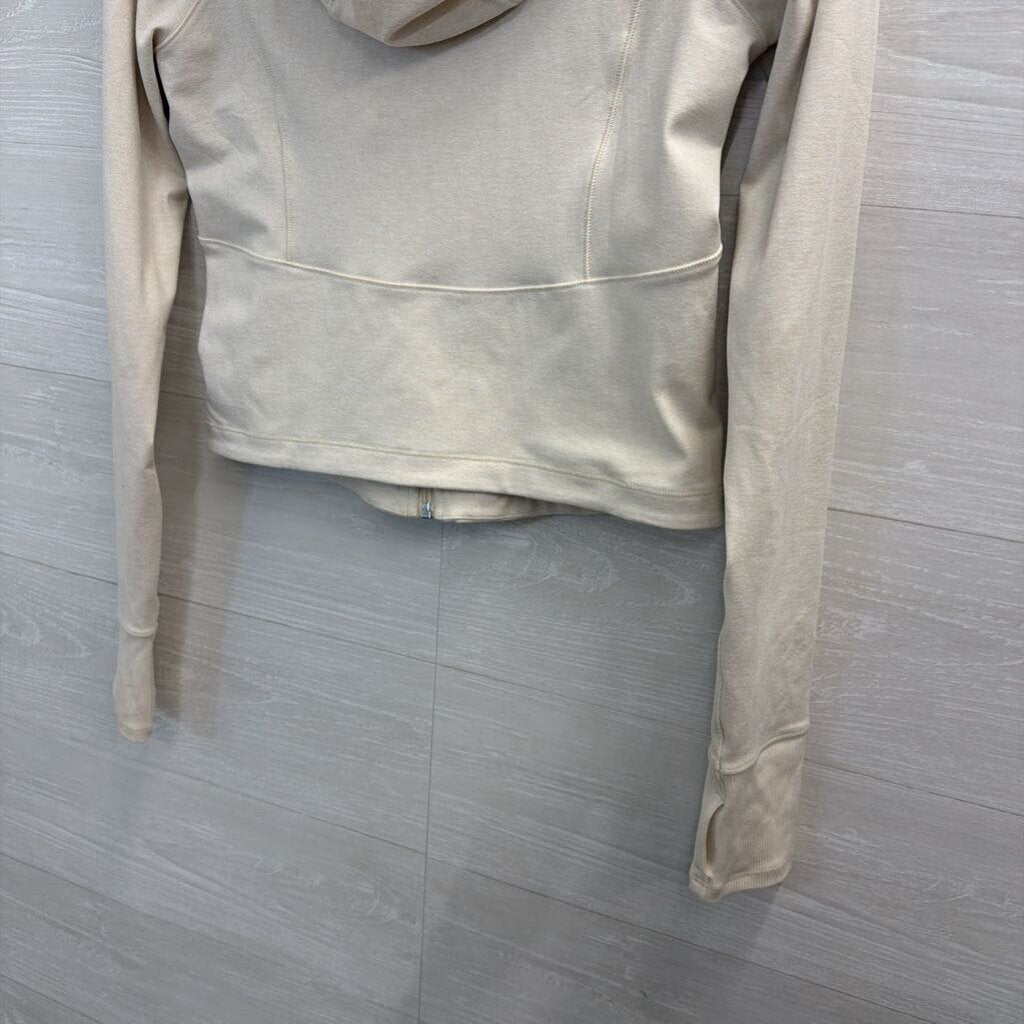 Athleta Beige Cropped Zip Up Hoodie Medium