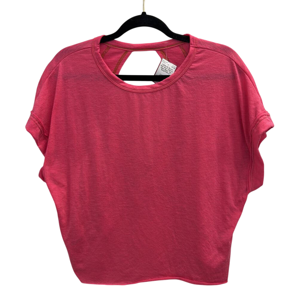 Pink Short Sleeve Open Back Top Small