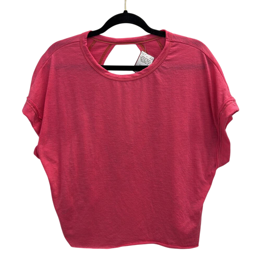 Pink Short Sleeve Open Back Top Small