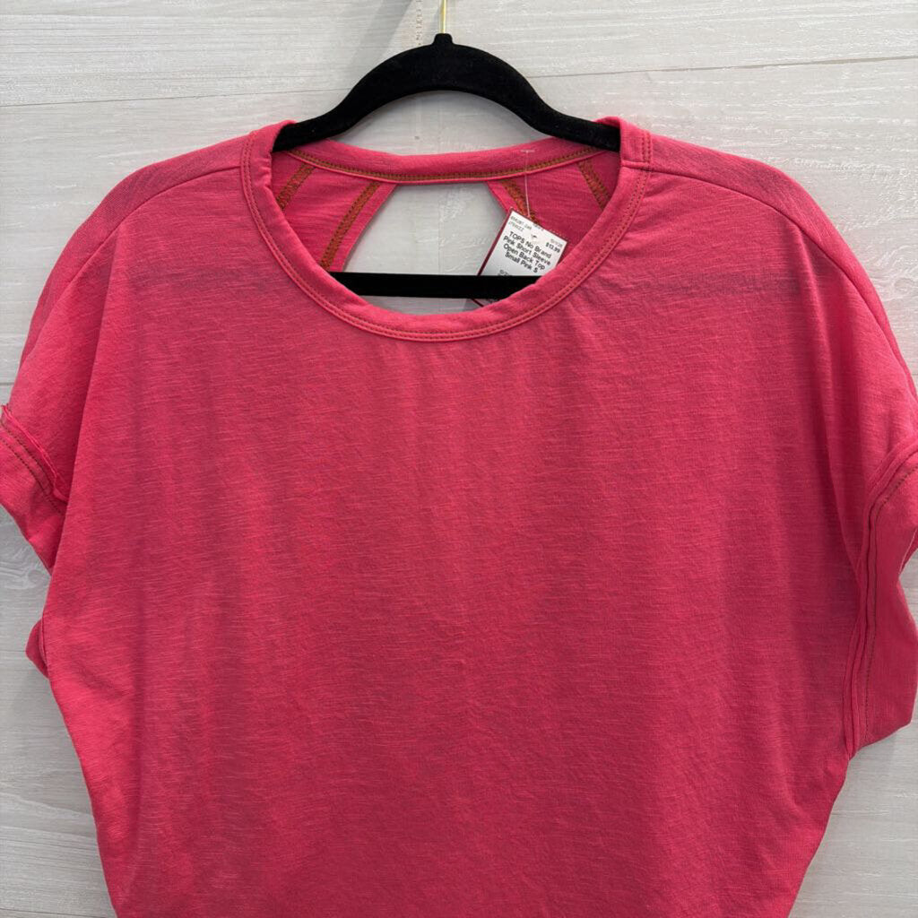 Pink Short Sleeve Open Back Top Small