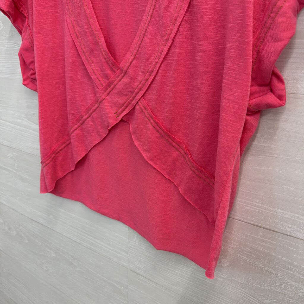 Pink Short Sleeve Open Back Top Small
