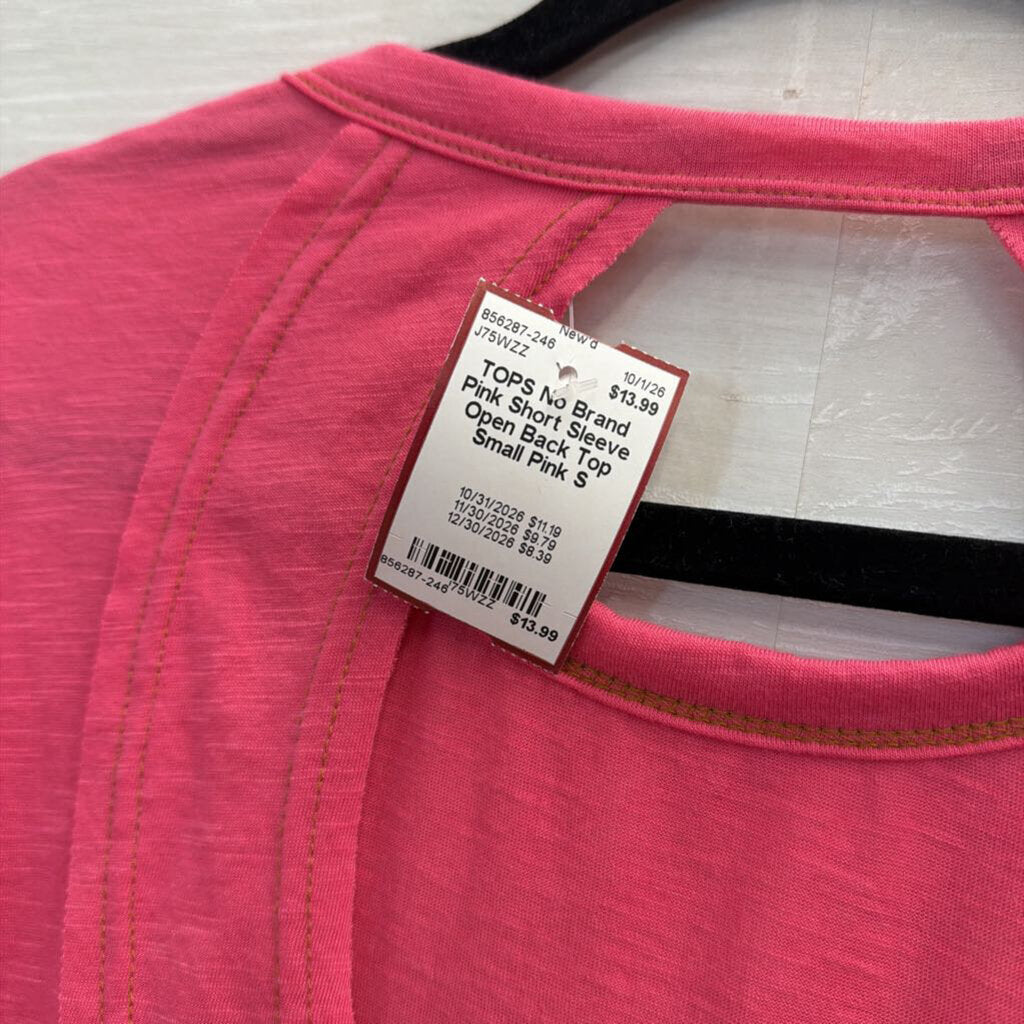 Pink Short Sleeve Open Back Top Small