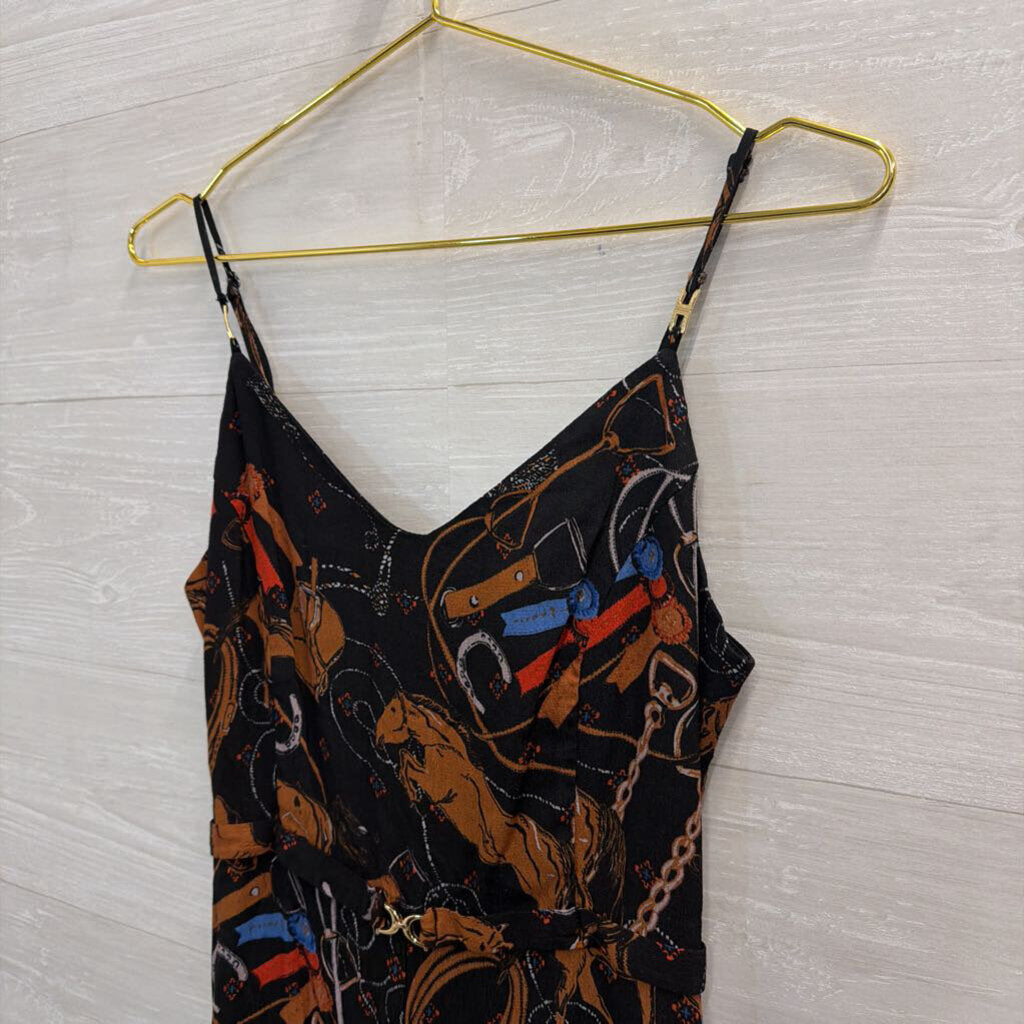 Maeve Black/ Multi Equestrian Print Caballos Wide Leg Jumpsuit 6