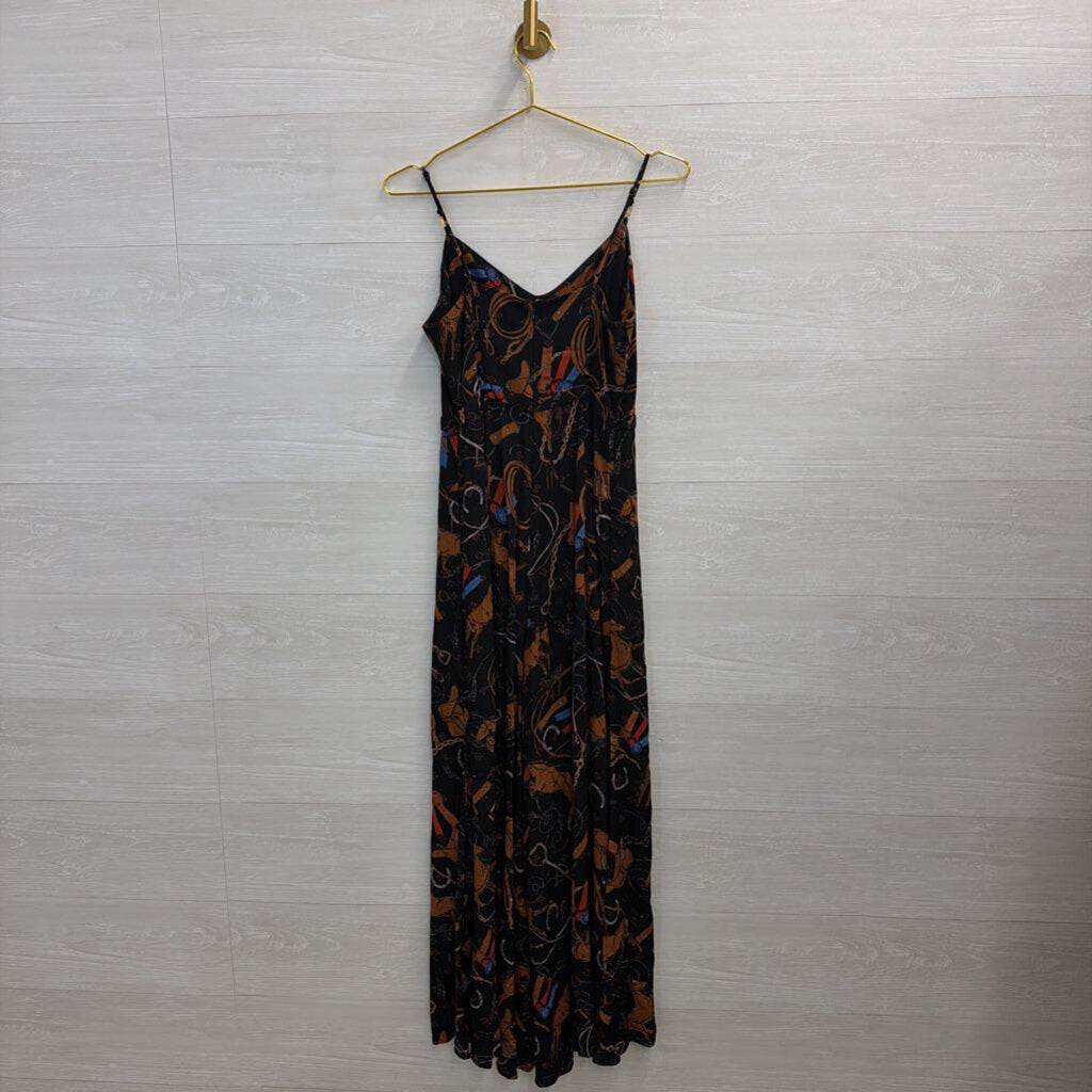 Maeve Black/ Multi Equestrian Print Caballos Wide Leg Jumpsuit 6