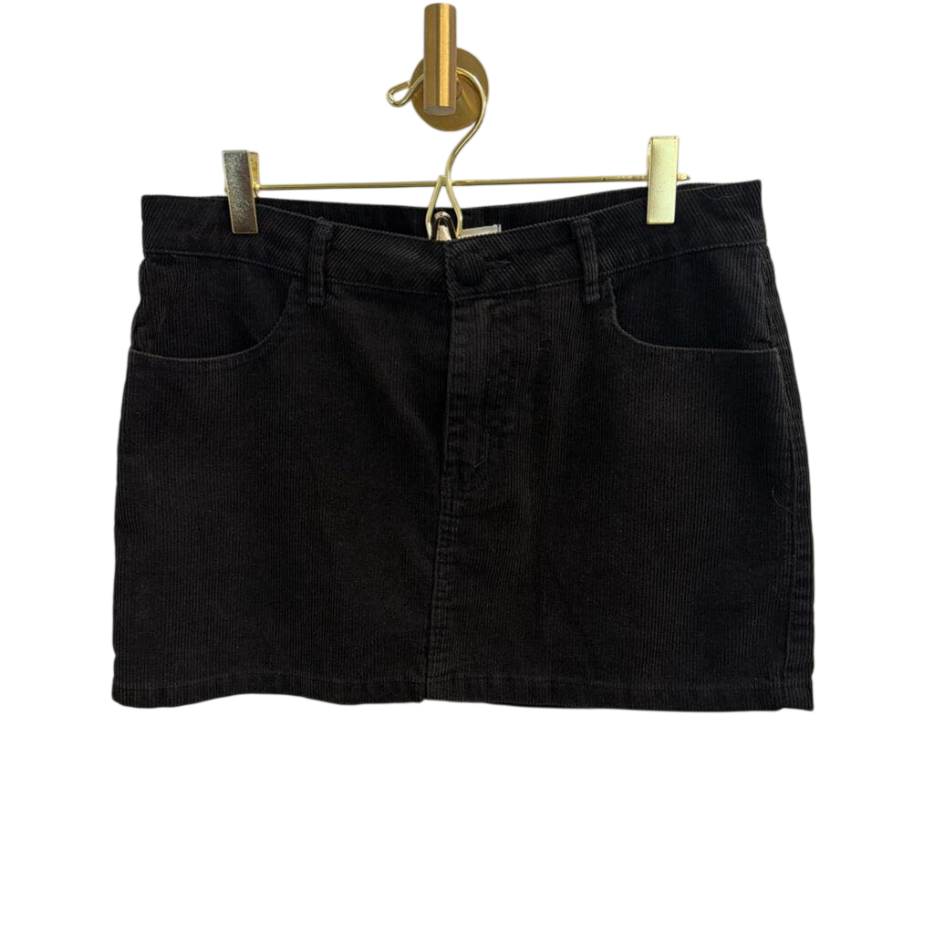Bittersweet Black Corduroy Mini Skirt Small