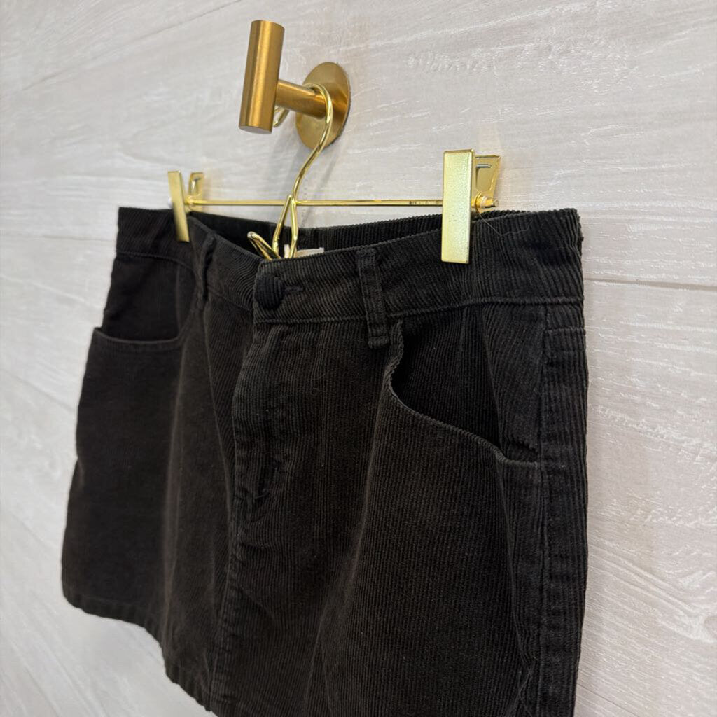 Bittersweet Black Corduroy Mini Skirt Small