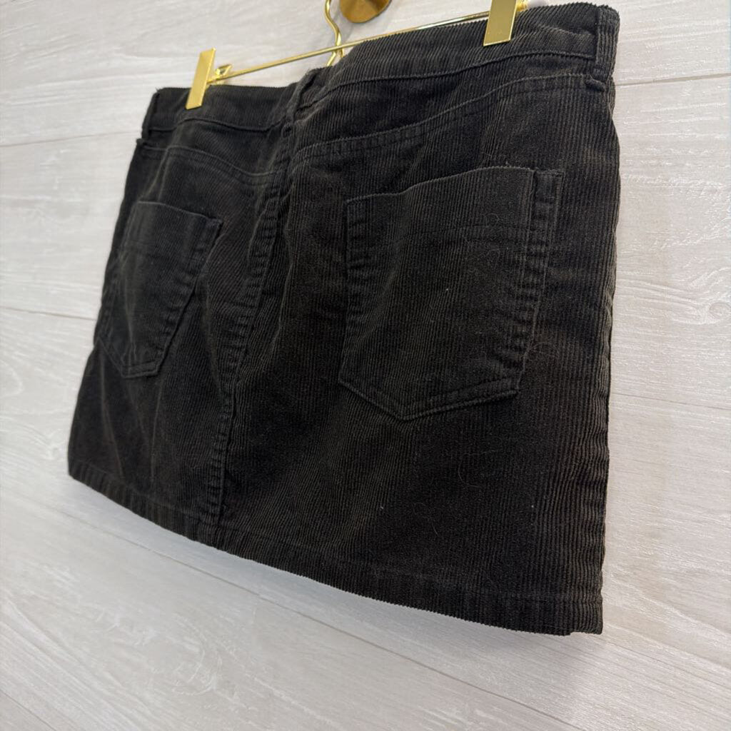 Bittersweet Black Corduroy Mini Skirt Small