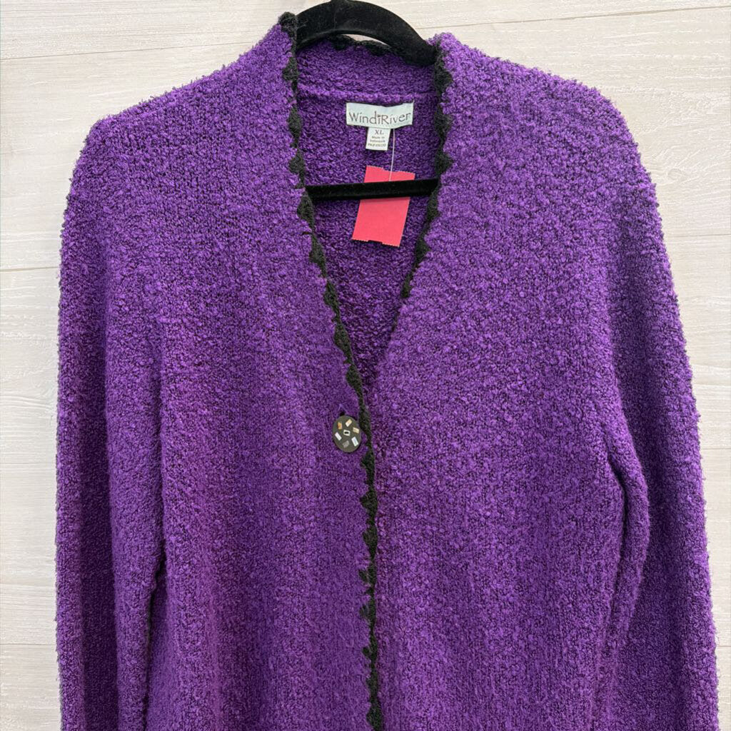 Windi River Purple/ Black Knit Sweater Extra Large