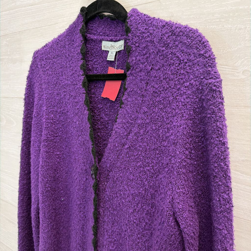 Windi River Purple/ Black Knit Sweater Extra Large