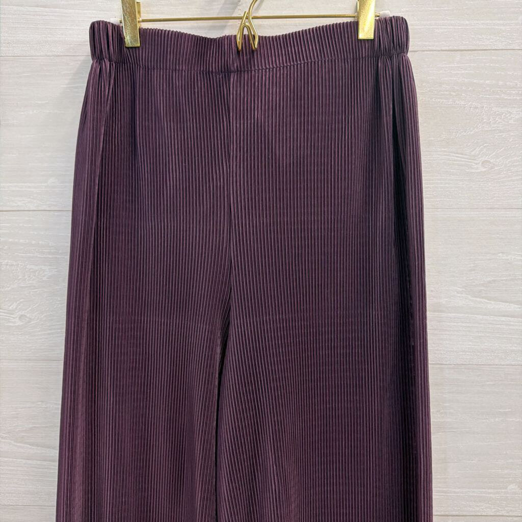 Vintage Honors Purple Pleated Lightweight Pull On Pants Large