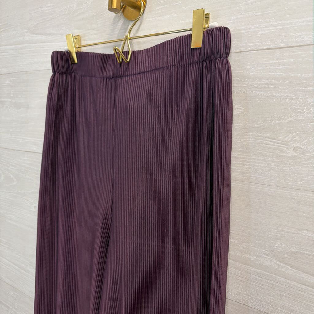 Vintage Honors Purple Pleated Lightweight Pull On Pants Large