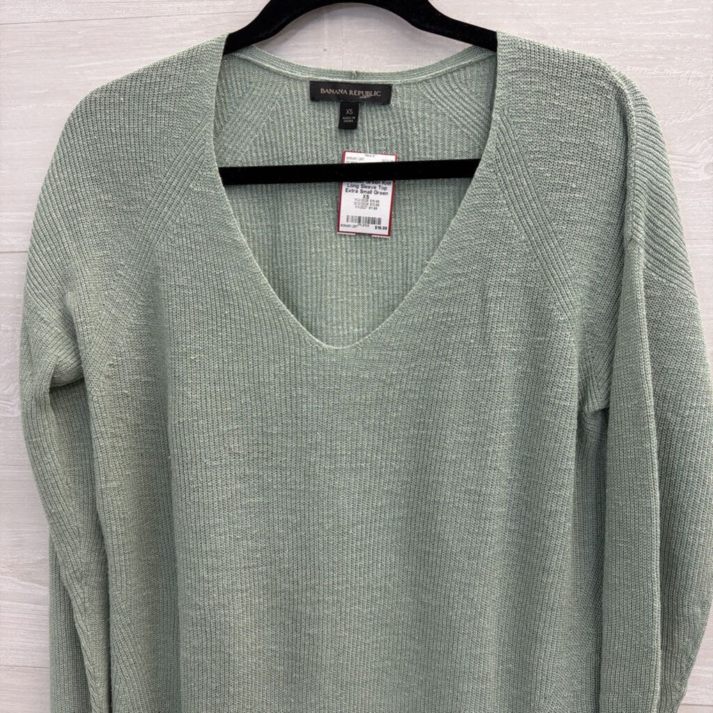 Banana Republic Green Knit Long Sleeve Top Extra Small