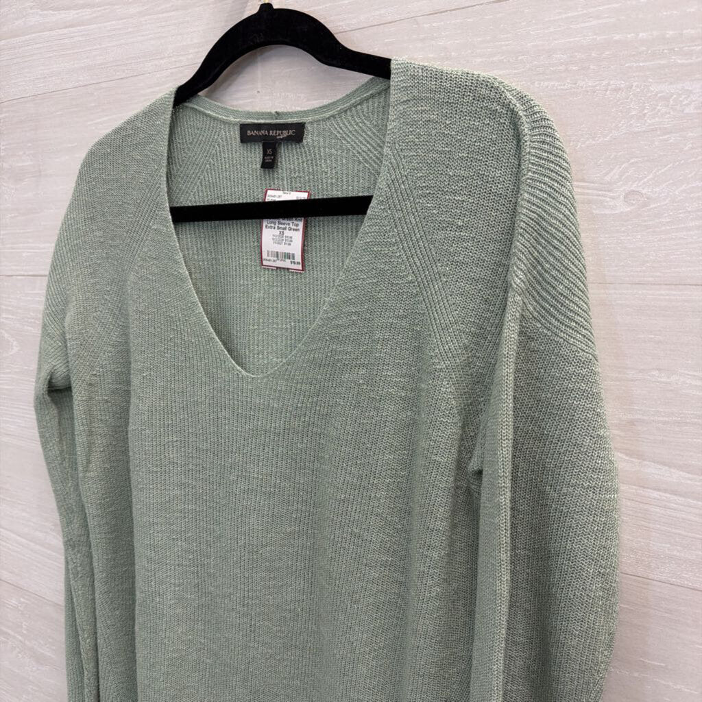 Banana Republic Green Knit Long Sleeve Top Extra Small