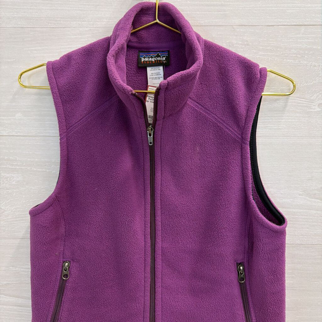 Patagonia Purple Fleece Zip Up Vest Small