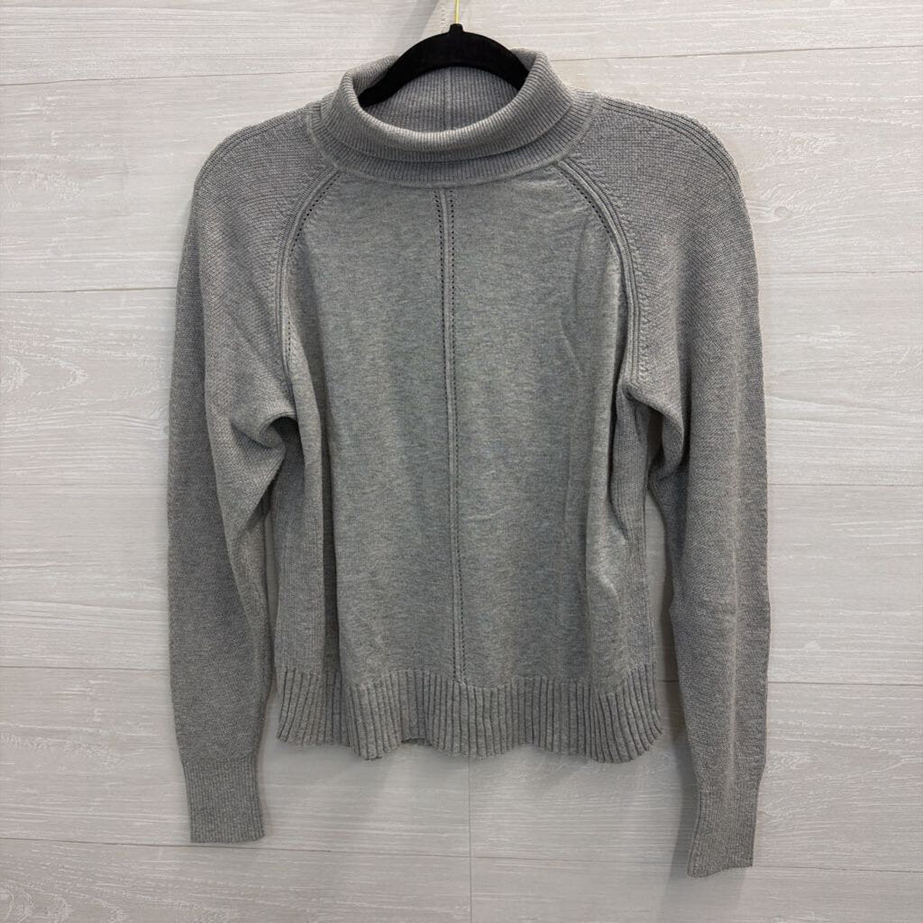 Lilla P Grey Cropped Turtleneck Sweater Top Small