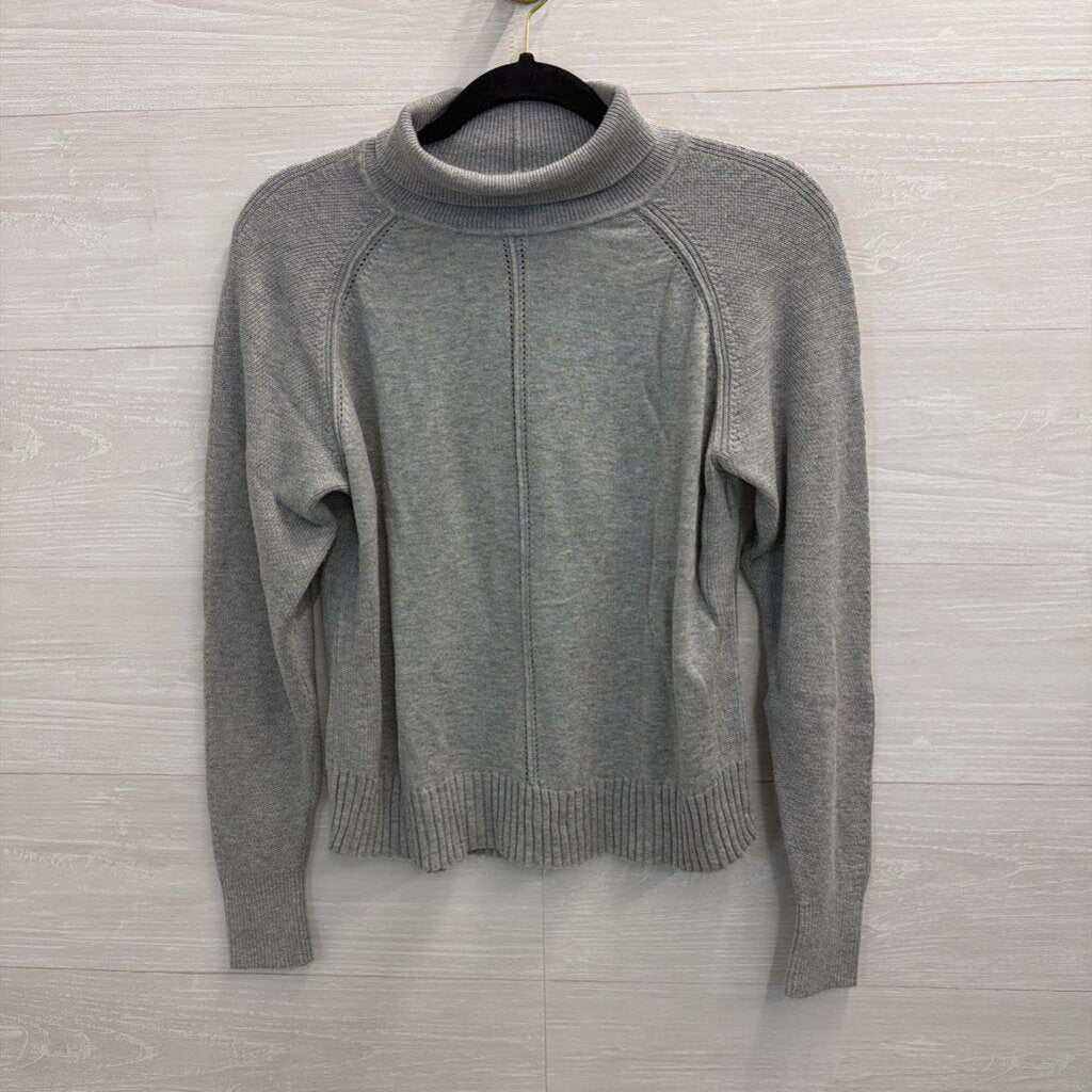 Lilla P Grey Cropped Turtleneck Sweater Top Small