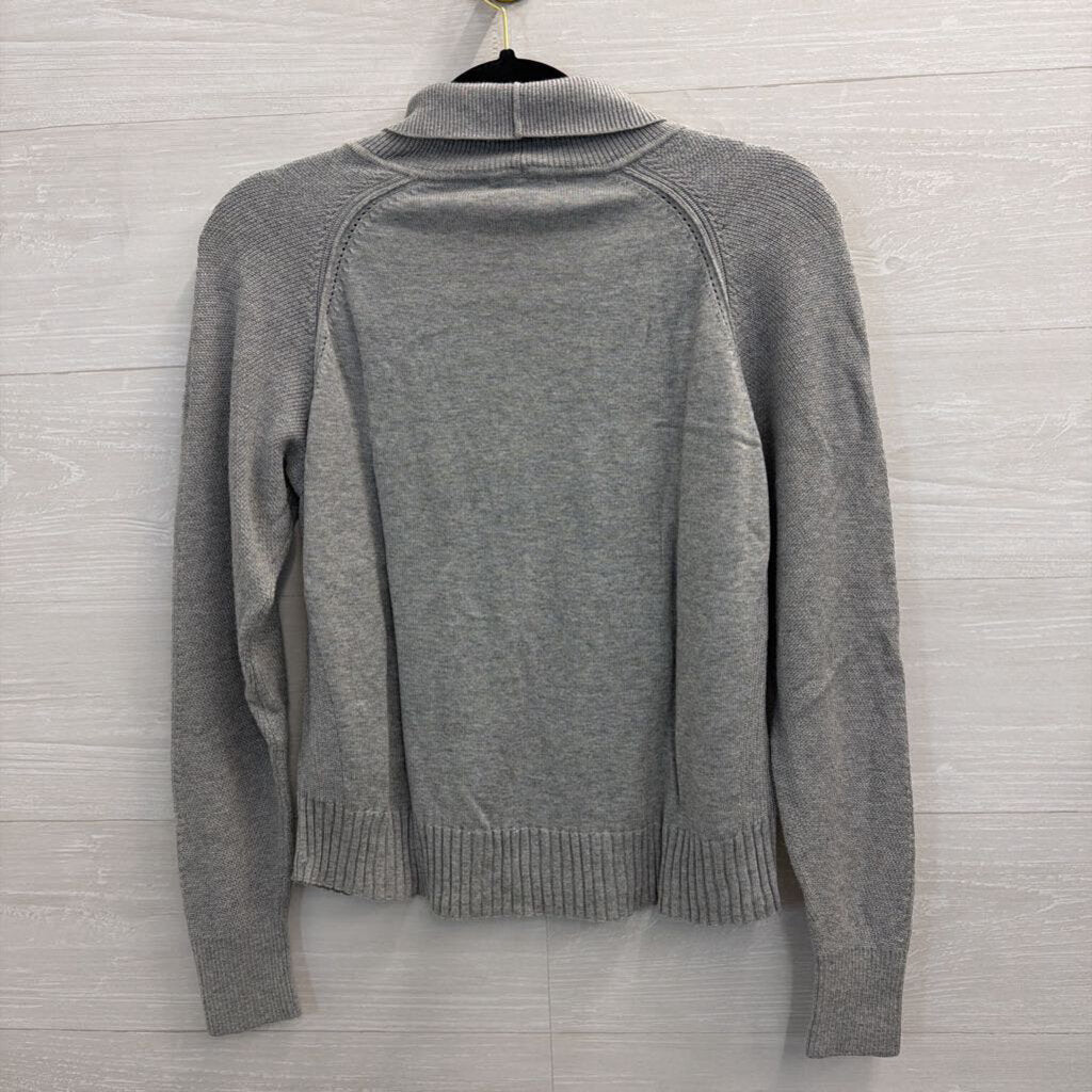 Lilla P Grey Cropped Turtleneck Sweater Top Small