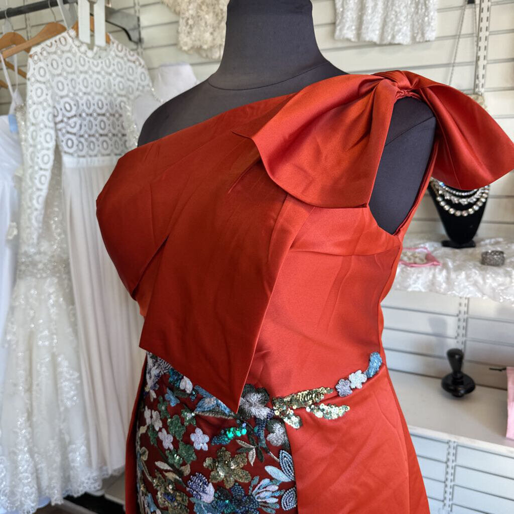 Orange One Shoulder Sequin Dress 20W