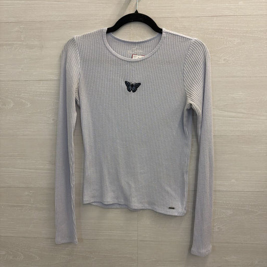 Hollister Blue Embroidered Butterfly Long Sleeve Top Medium