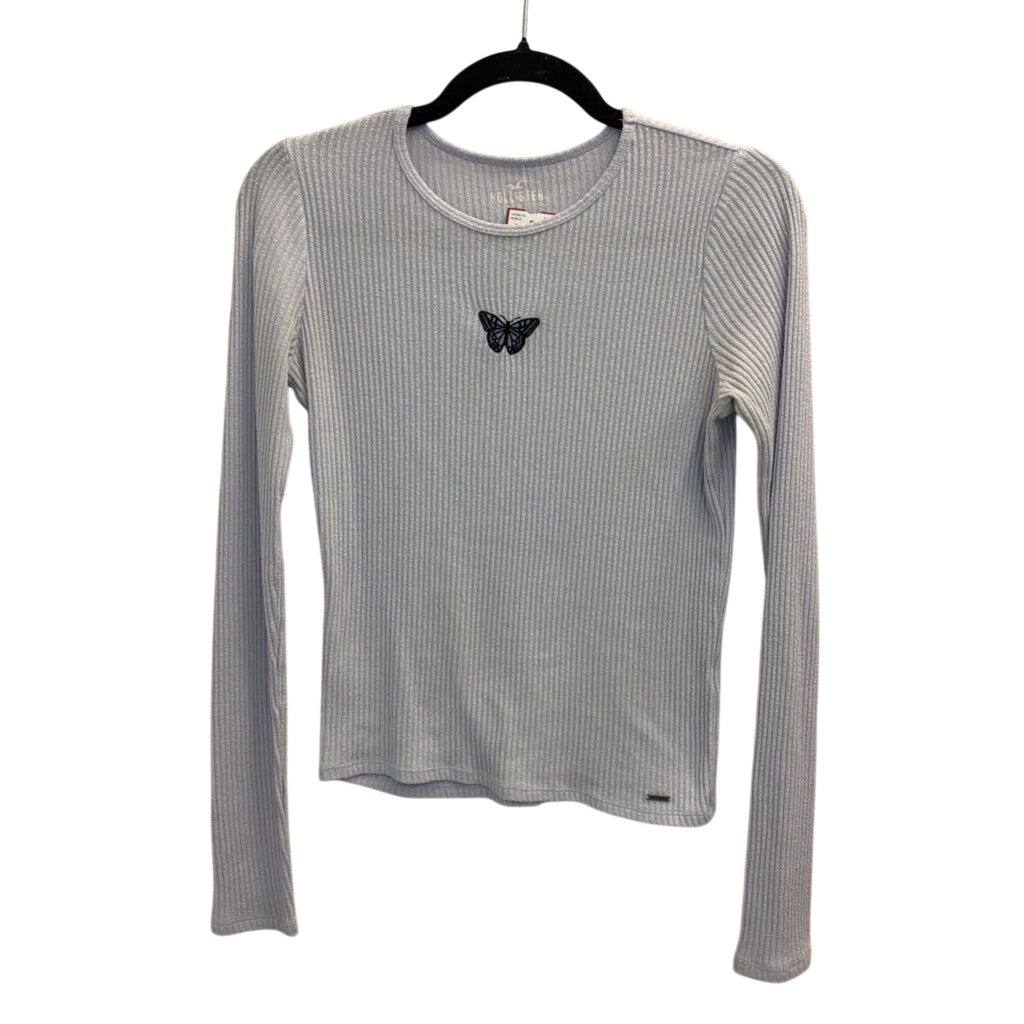 Hollister Blue Embroidered Butterfly Long Sleeve Top Medium