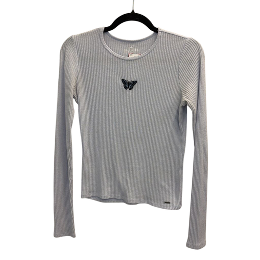 Hollister Blue Embroidered Butterfly Long Sleeve Top Medium