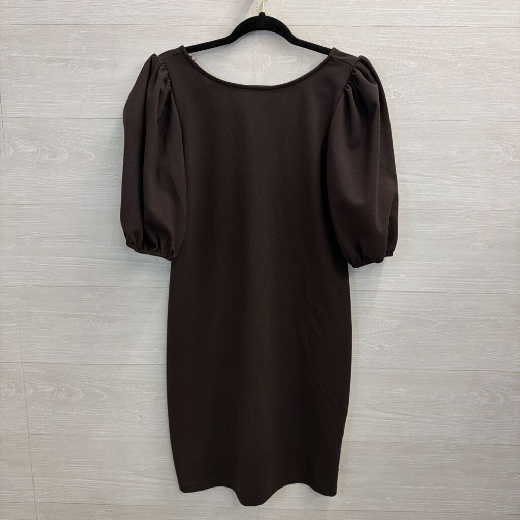 Tash and Sophie Brown Short Puff Sleeve Dress Medium