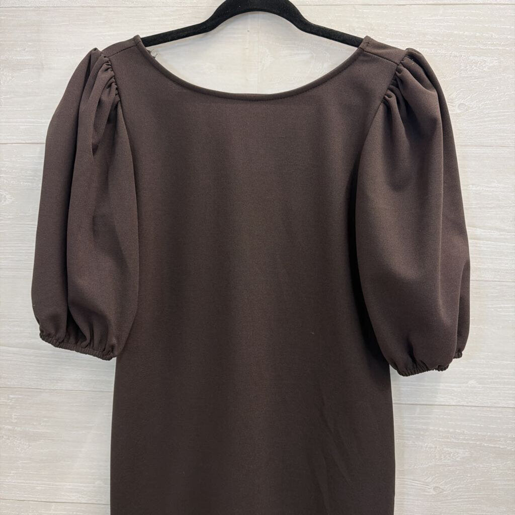 Tash and Sophie Brown Short Puff Sleeve Dress Medium