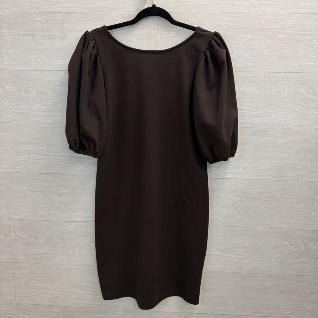 Tash and Sophie Brown Short Puff Sleeve Dress Medium