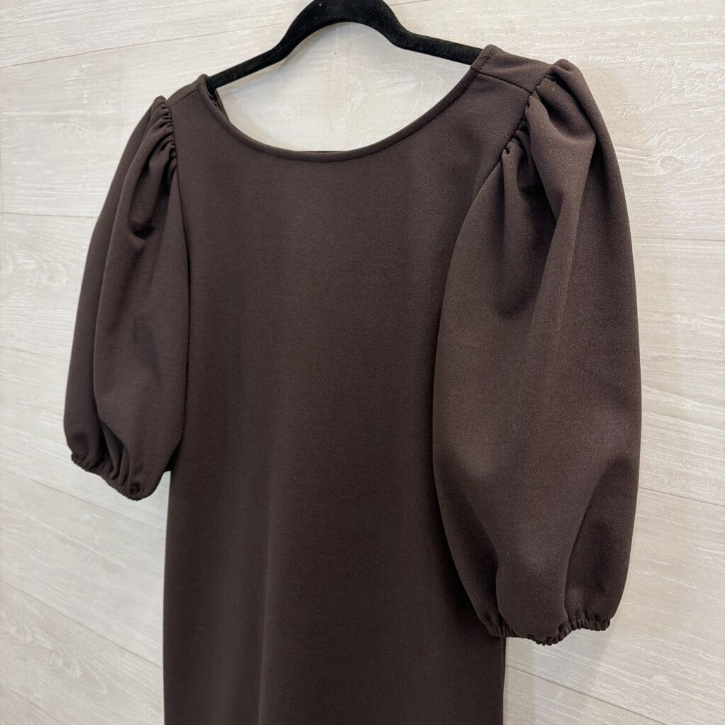 Tash and Sophie Brown Short Puff Sleeve Dress Medium
