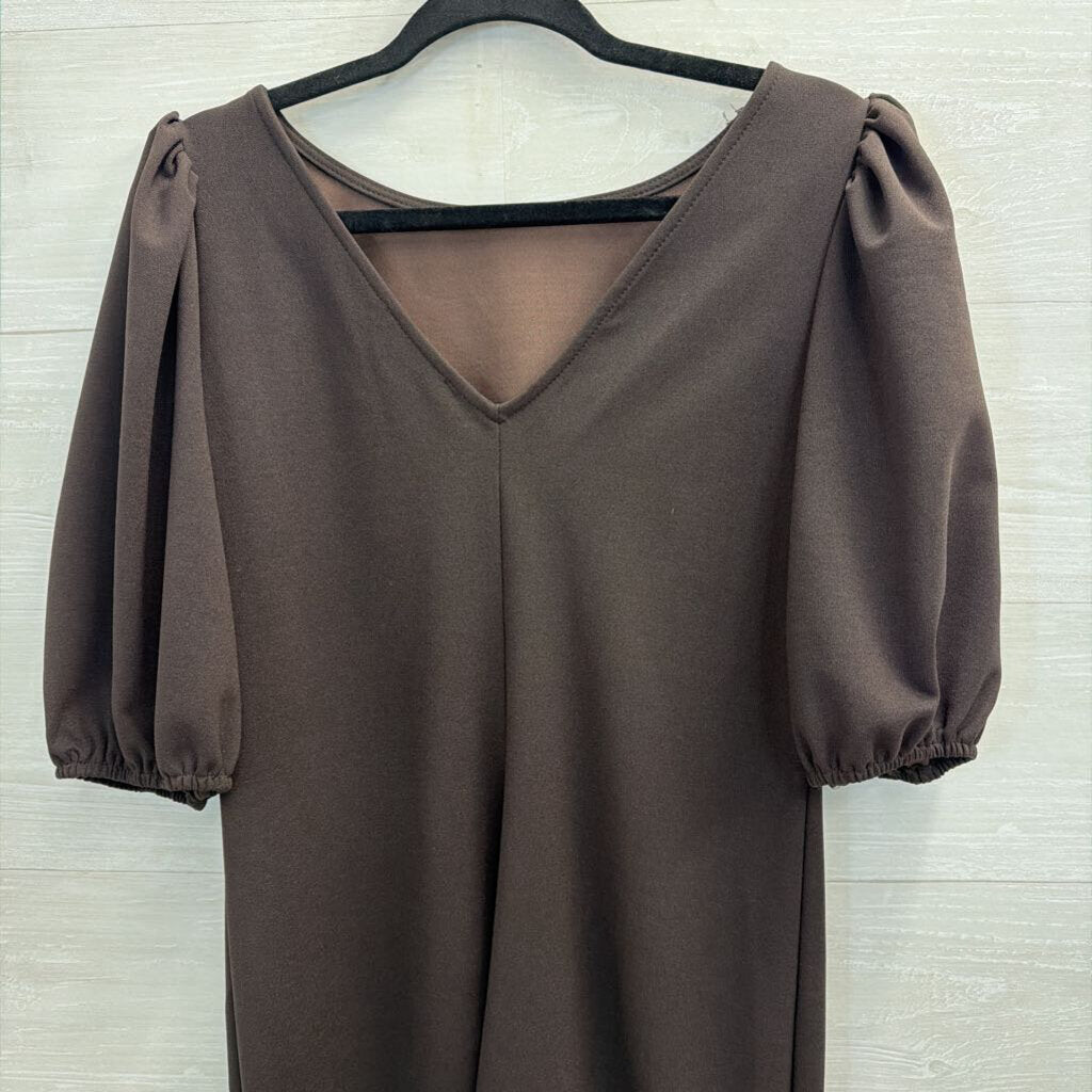 Tash and Sophie Brown Short Puff Sleeve Dress Medium