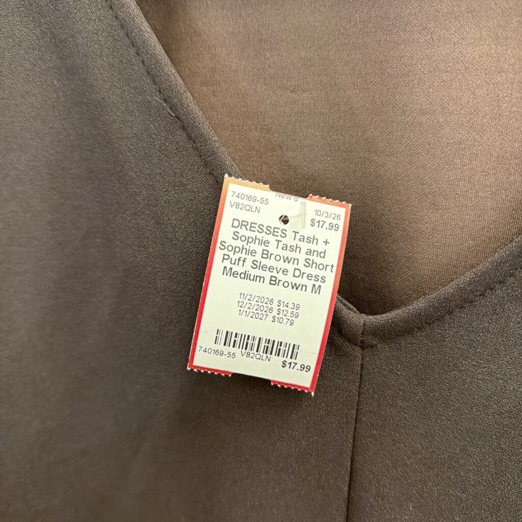 Tash and Sophie Brown Short Puff Sleeve Dress Medium