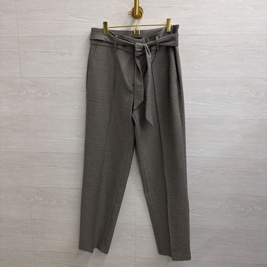 Loft Black/ White Houndstooth Tie Waist Pants 8 Tall