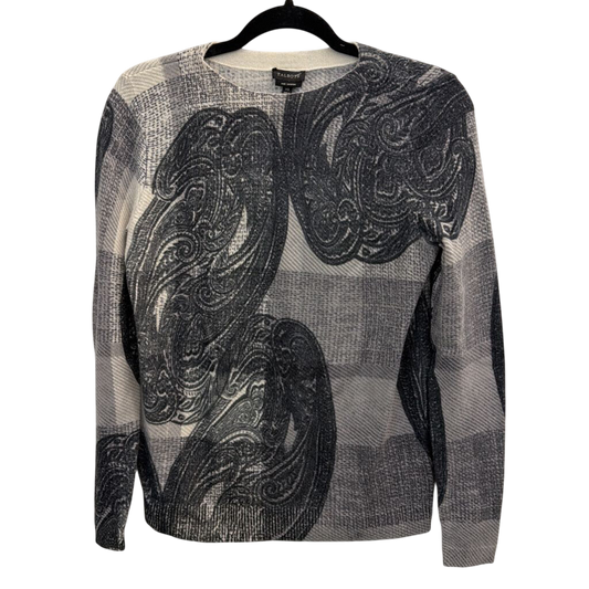 Talbots Grey Cashmere Print Long Sleeve Top Extra Small