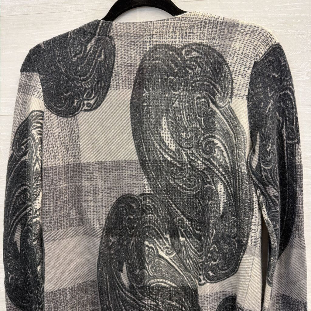 Talbots Grey Cashmere Print Long Sleeve Top Extra Small