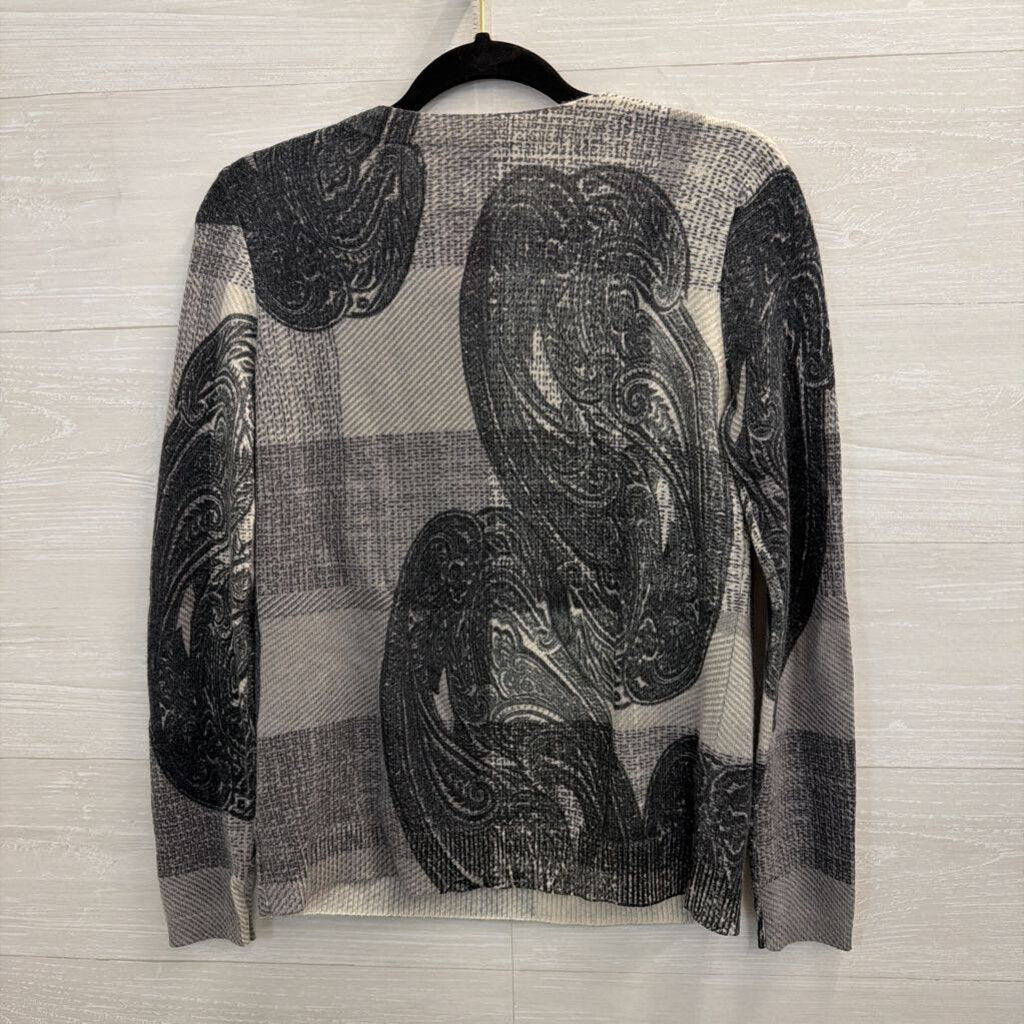 Talbots Grey Cashmere Print Long Sleeve Top Extra Small