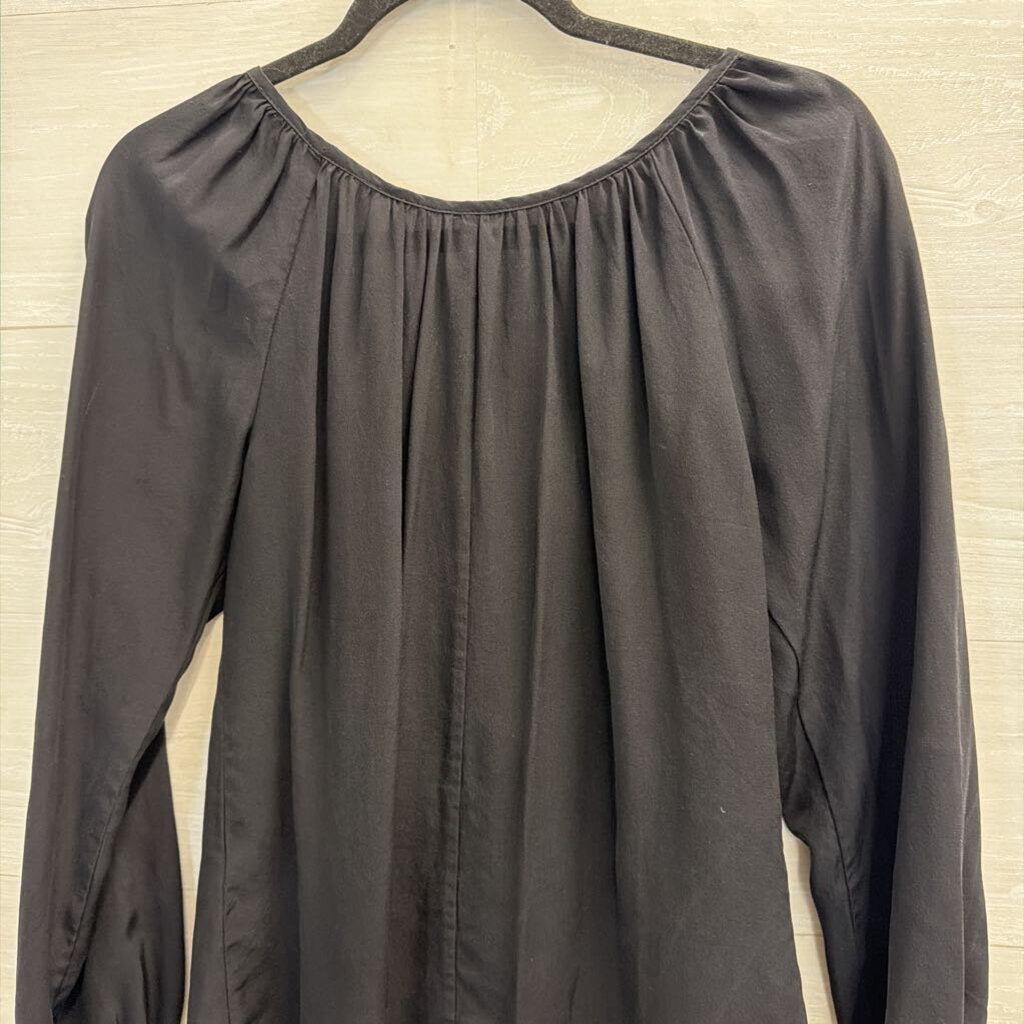 Wyatt Black Ruffle Detail Long Sleeve Top Extra Small