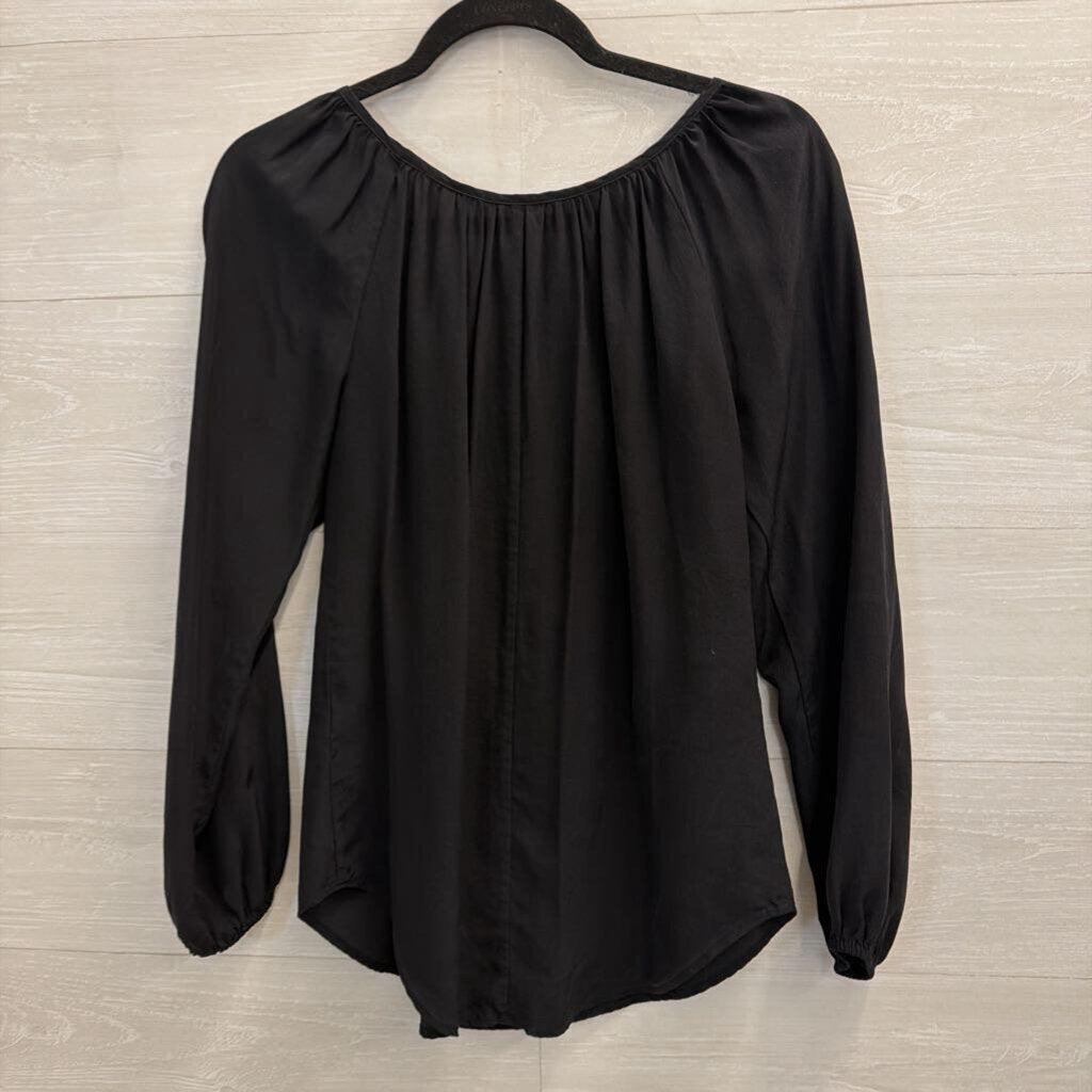 Wyatt Black Ruffle Detail Long Sleeve Top Extra Small