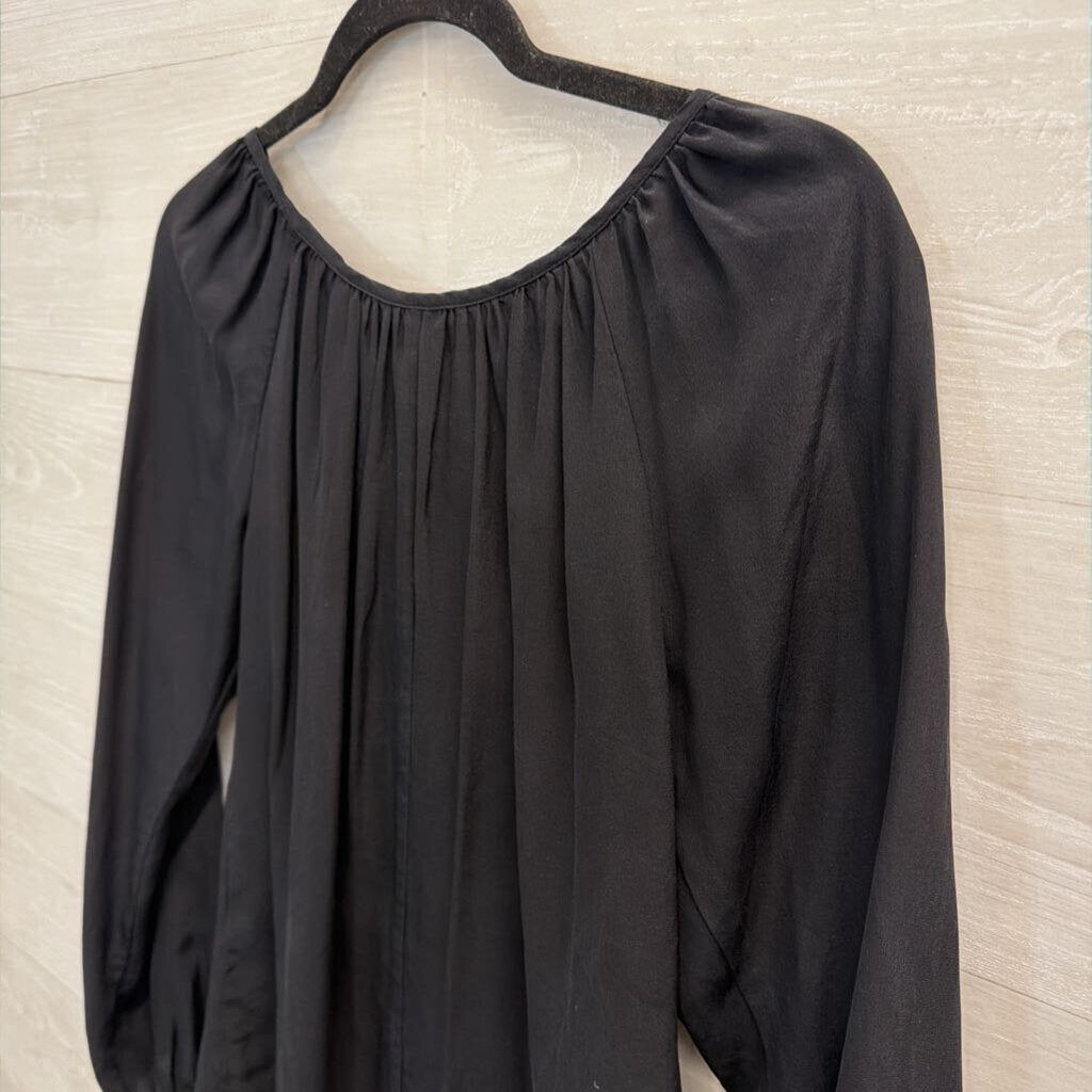 Wyatt Black Ruffle Detail Long Sleeve Top Extra Small