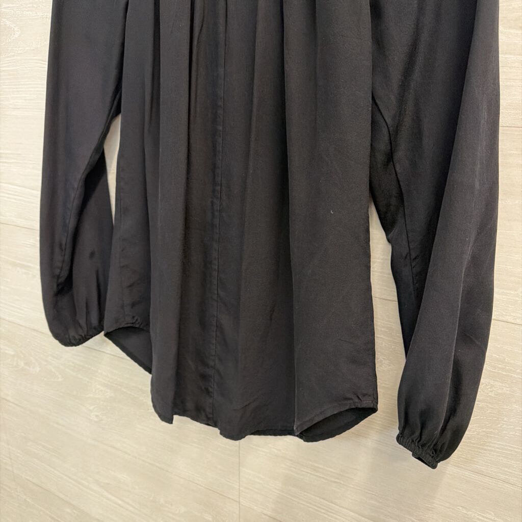 Wyatt Black Ruffle Detail Long Sleeve Top Extra Small