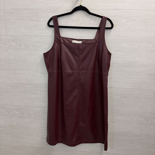 Loft Burgundy Faux Leather Jumper Dress 14