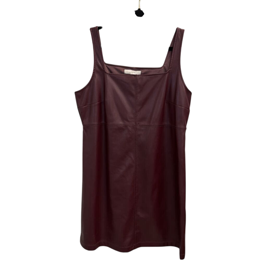 Loft Burgundy Faux Leather Jumper Dress 14