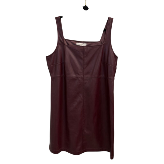 Loft Burgundy Faux Leather Jumper Dress 14