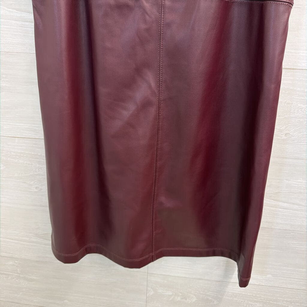 Loft Burgundy Faux Leather Jumper Dress 14
