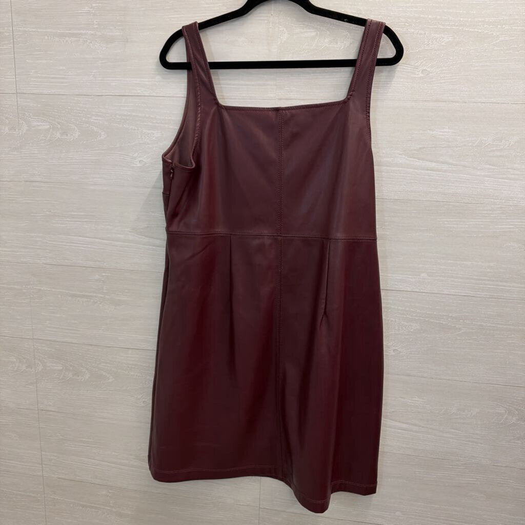 Loft Burgundy Faux Leather Jumper Dress 14