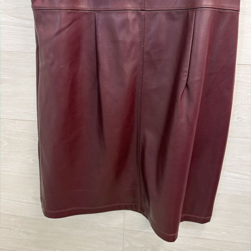 Loft Burgundy Faux Leather Jumper Dress 14