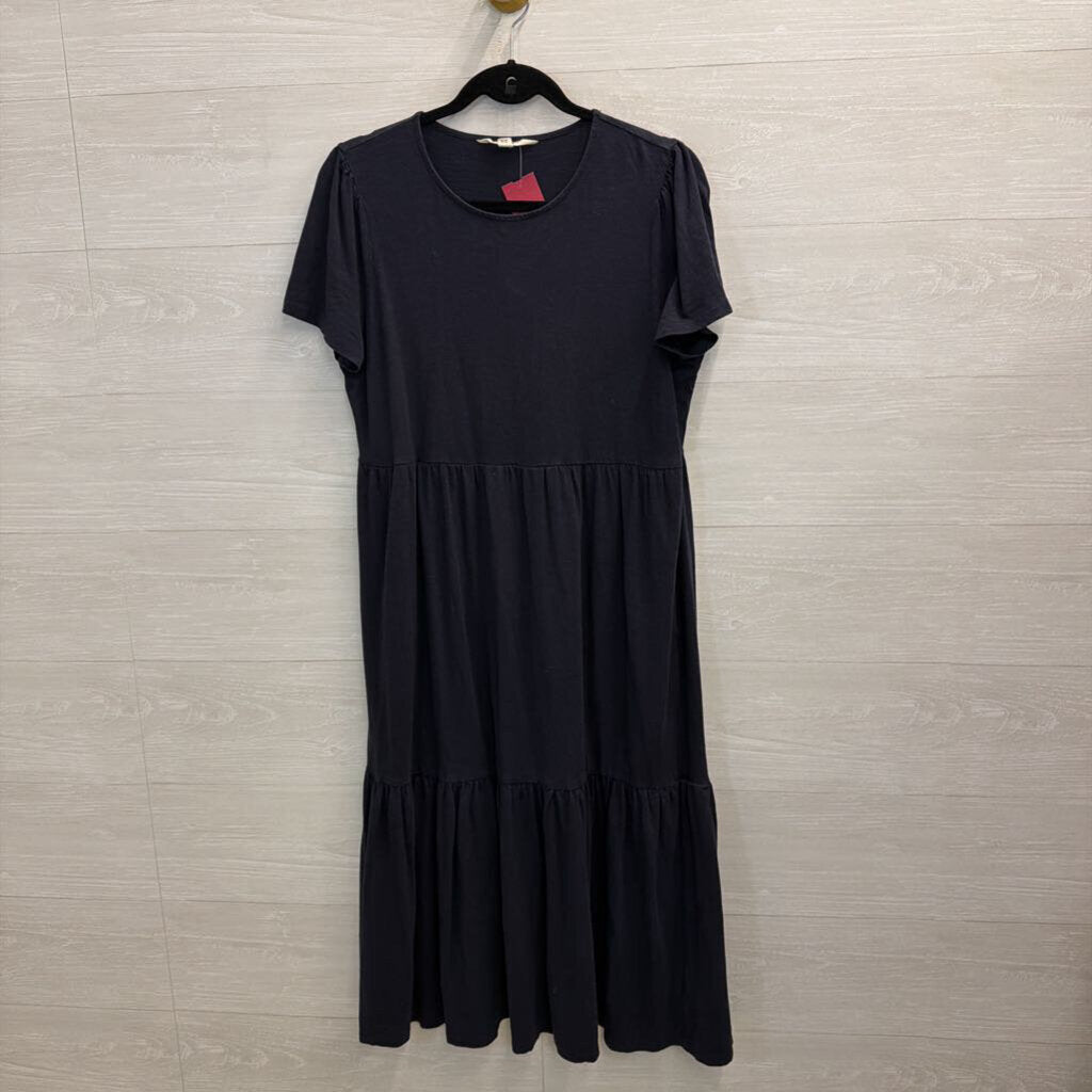 Boden Navy Short Puff Sleeve Maxi Dress 12 Petite