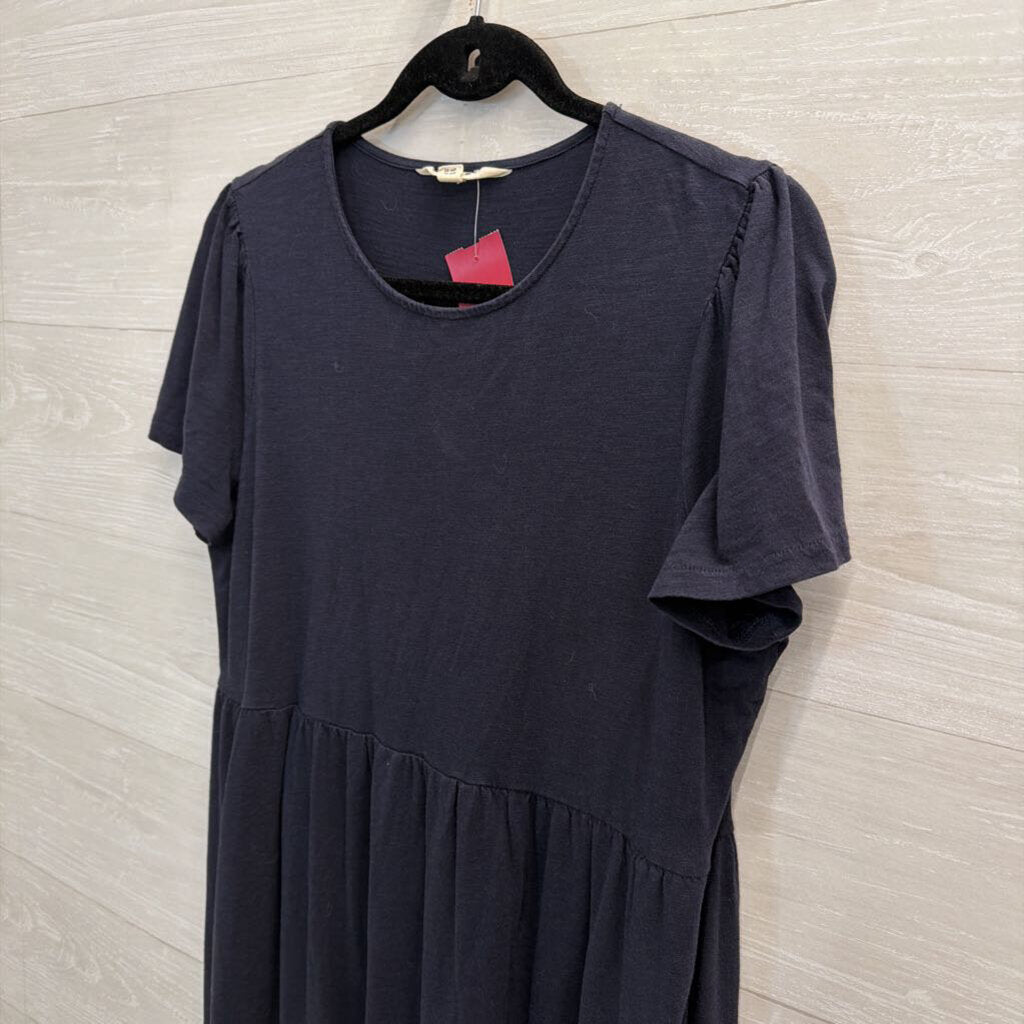 Boden Navy Short Puff Sleeve Maxi Dress 12 Petite