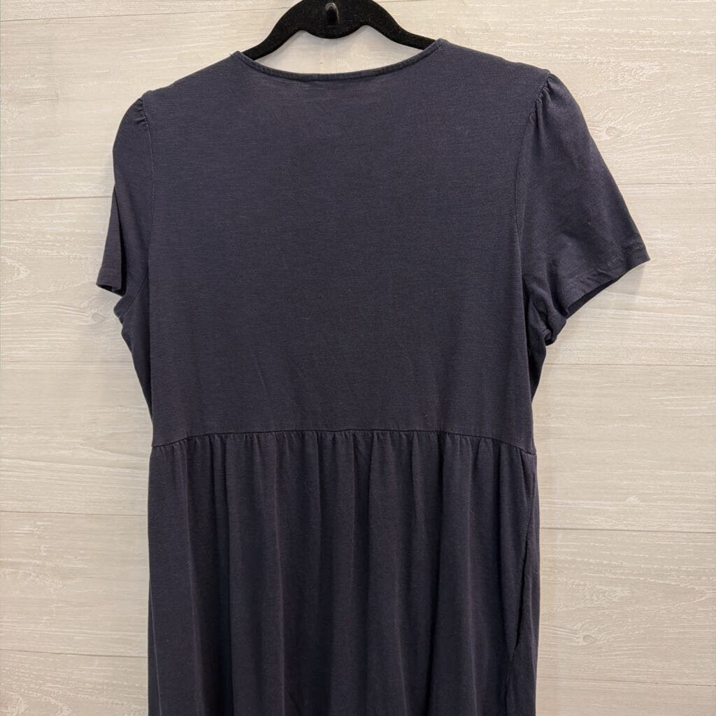 Boden Navy Short Puff Sleeve Maxi Dress 12 Petite