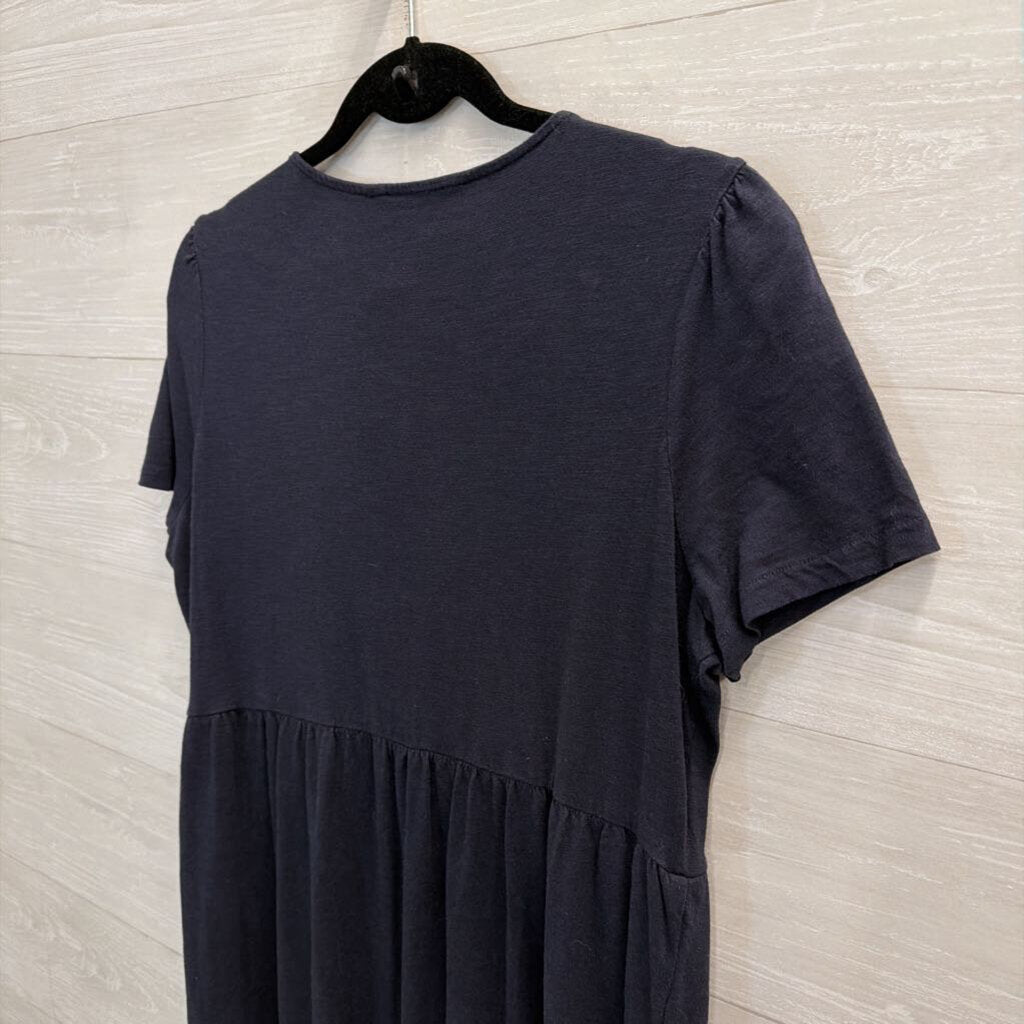 Boden Navy Short Puff Sleeve Maxi Dress 12 Petite