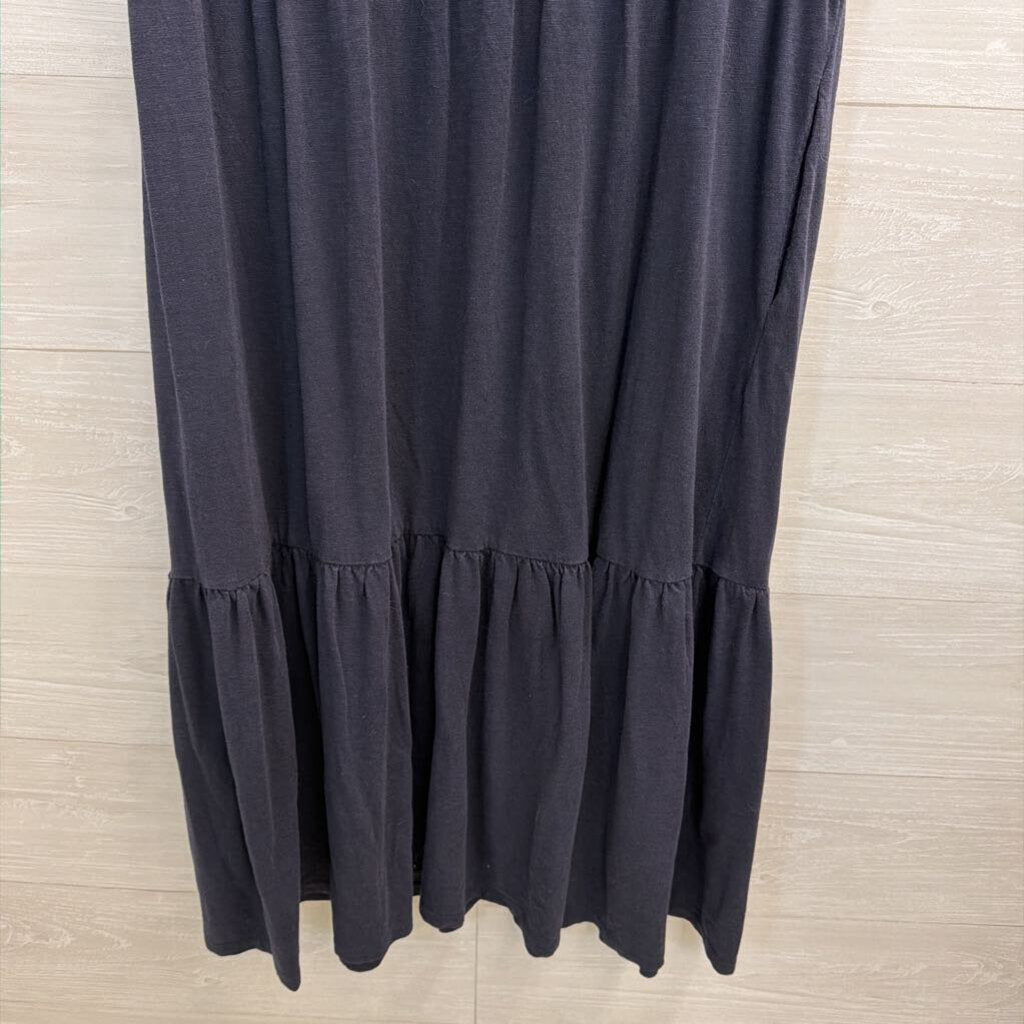 Boden Navy Short Puff Sleeve Maxi Dress 12 Petite
